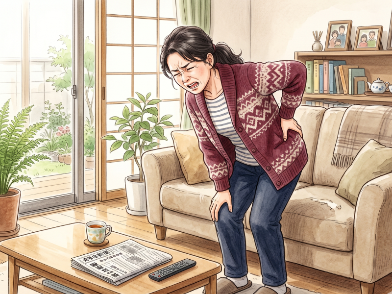 腰に手を当てている女性